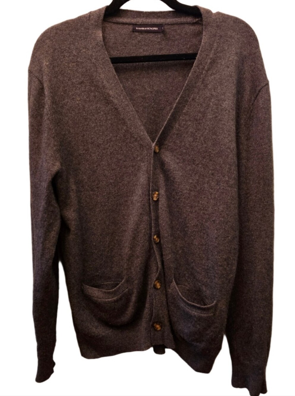 Les Essentiels de Monoprix 100% Cashmere Gray Cardigan M Quiet Luxury